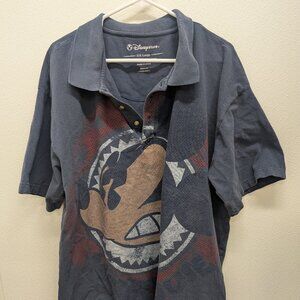 Vintage DISNEY DISNEYLAND ANGRY MICKEY MOUSE POLO SHIRT Mens 2XL XXL Blue